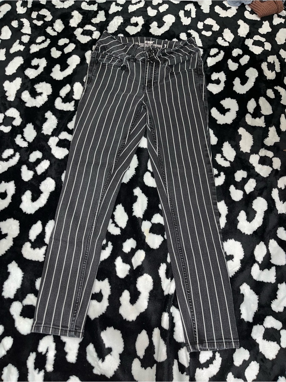 H&M Black Skinny Jeans with White Pinstripes